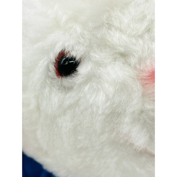 Aquilaun White Lamb Plush Pink Eyes Blue Shirt Advertising Promo 1982 Bunny - Picture 2 of 9